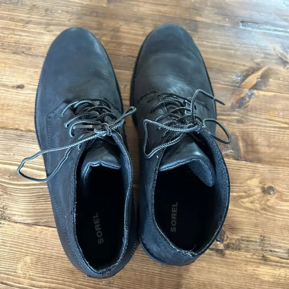 Sorel Mens Size 12 Black Leather Chukka Madson Boots Waterproof Gorpcore Outdoor